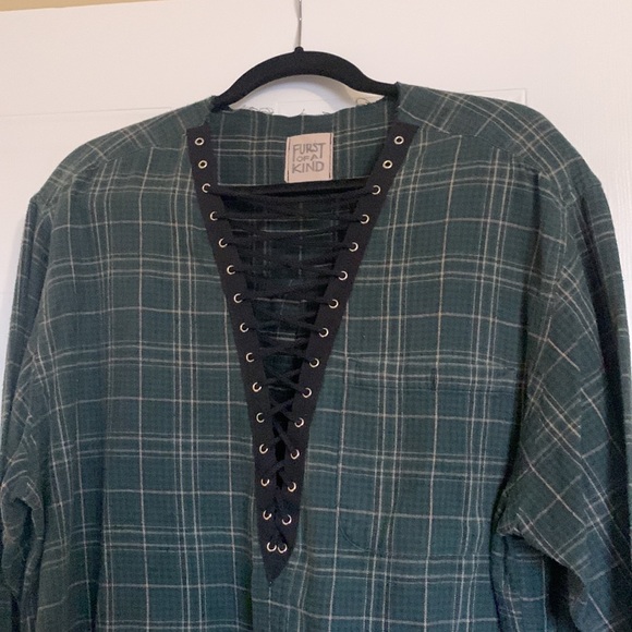LF Furst Of a Kind Plaid Lace-Up vintage Flannel - Picture 2 of 5